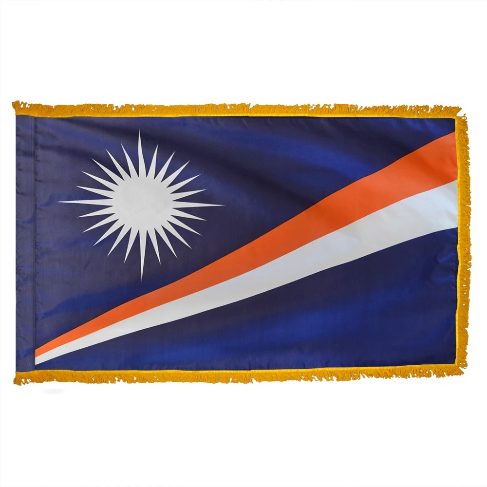 4ft. X 6ft. Marshall Island Flag With Side Pole Sleeve And Fringe 3 4ft. X 6ft. Marshall Island Flag With Side Pole Sleeve And Fringe