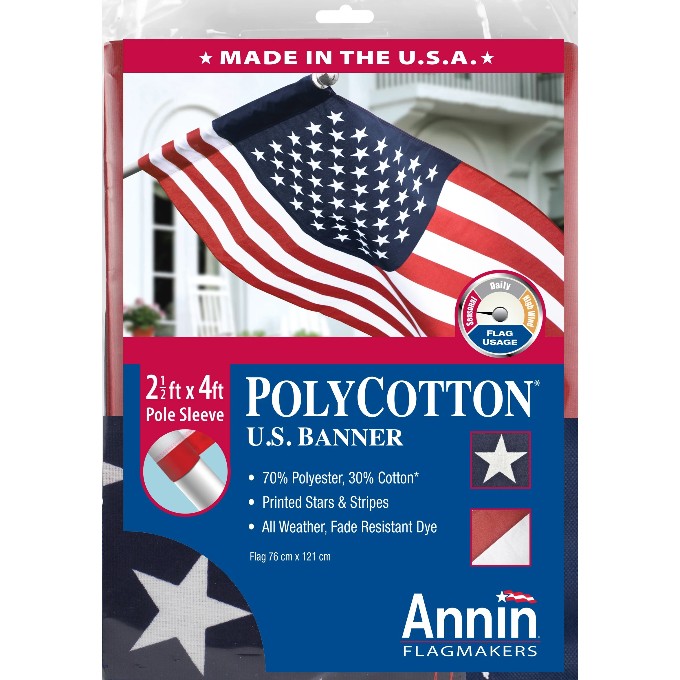 2-1/2ft. X 4ft. U.S. Banner Flag Poly-Cotton 4 2-1/2ft. X 4ft. U.S. Banner Flag Poly-Cotton - Image 2
