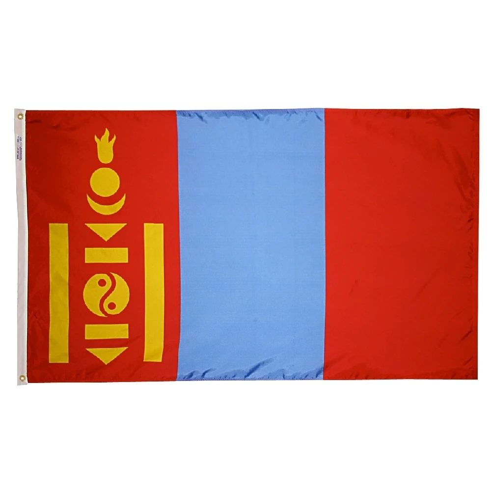 3ft. X 5ft. Mongolia Flag With Brass Grommets 3 3ft. X 5ft. Mongolia Flag With Brass Grommets