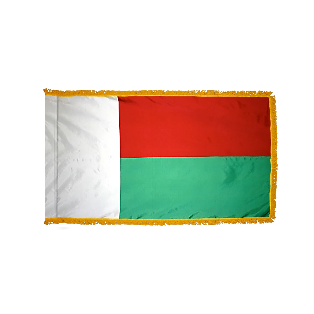 3ft. X 5ft. Madagascar Flag With Side Pole Sleeve And Fringe 3 3ft. X 5ft. Madagascar Flag With Side Pole Sleeve And Fringe