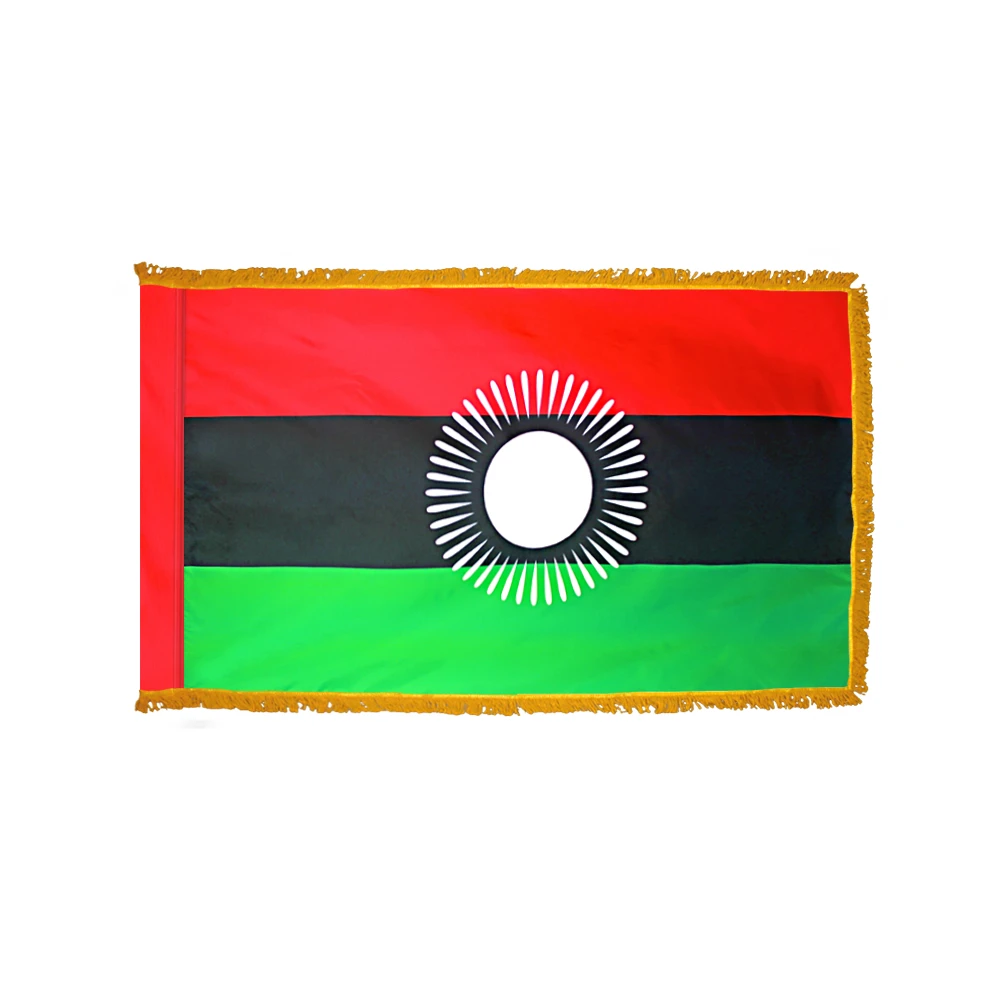 4ft. X 6ft. Malawi Flag With Side Pole Sleeve And Fringe 3 4ft. X 6ft. Malawi Flag With Side Pole Sleeve And Fringe
