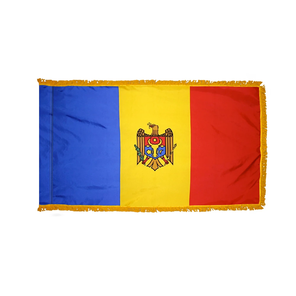 3ft. X 5ft. Moldova Flag With Side Pole Sleeve And Fringe 3 3ft. X 5ft. Moldova Flag With Side Pole Sleeve And Fringe