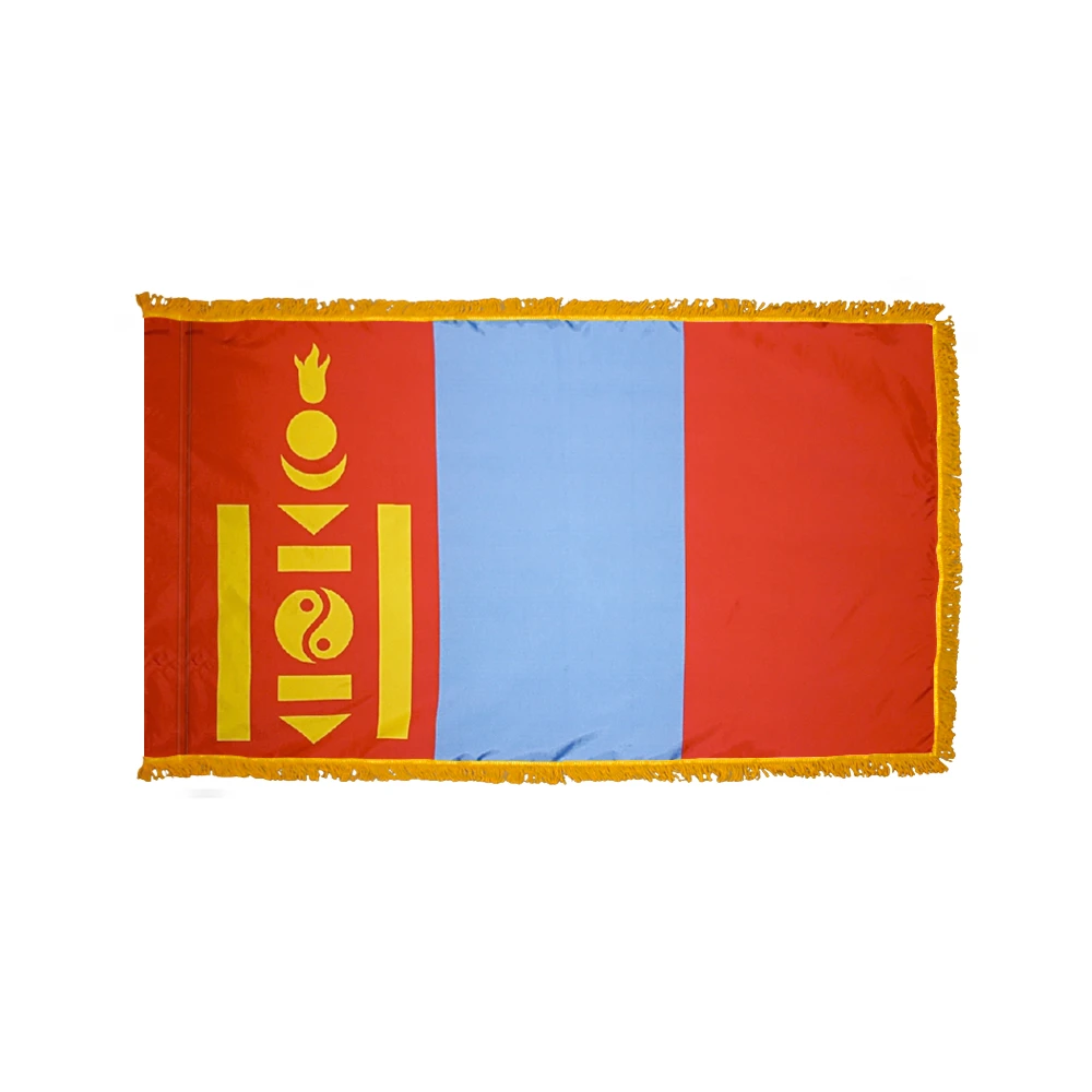 4ft. X 6ft. Mongolia Flag With Side Pole Sleeve And Fringe 3 4ft. X 6ft. Mongolia Flag With Side Pole Sleeve And Fringe
