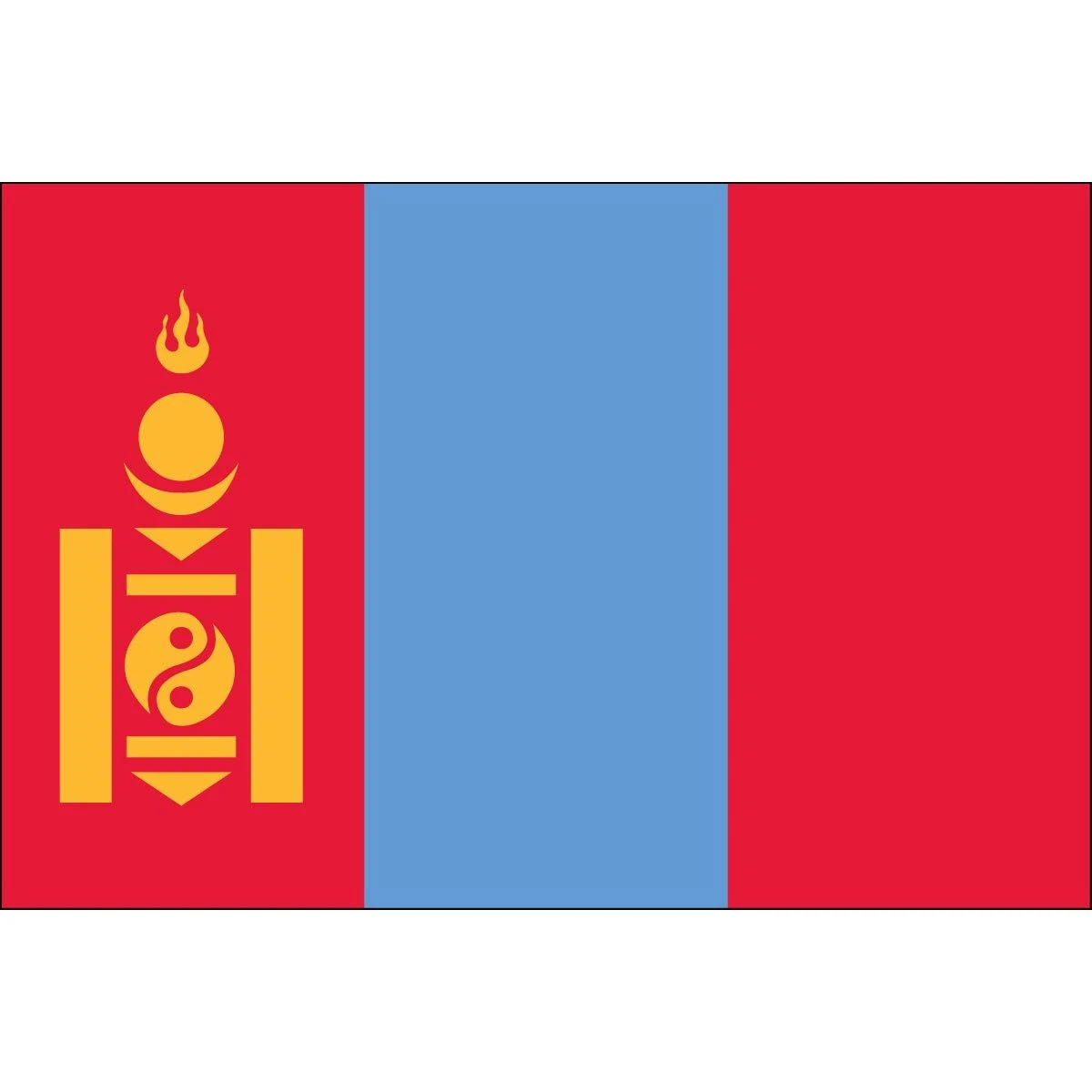 3ft. X 5ft. Mongolia Flag With Side Pole Sleeve 3 3ft. X 5ft. Mongolia Flag With Side Pole Sleeve