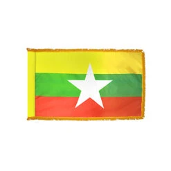 3ft. X 5ft. Myanmar/Burma Flag With Side Pole Sleeve And Fringe