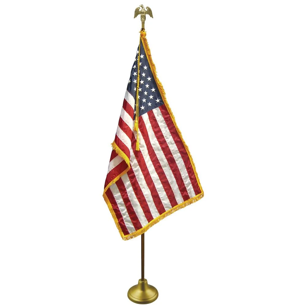 3ft. X 5ft. U.S. Flag Fringed Set W/ Oak Wood Pole 3 3ft. X 5ft. U.S. Flag Fringed Set W/ Oak Wood Pole